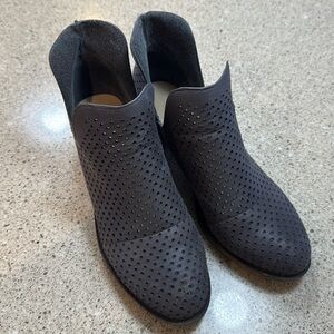 Slate perforated slip on booties
